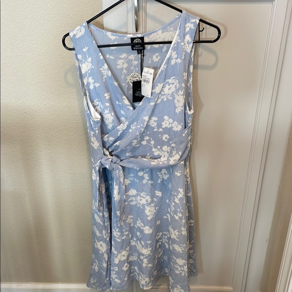 Blue Floral Wrap Dress
